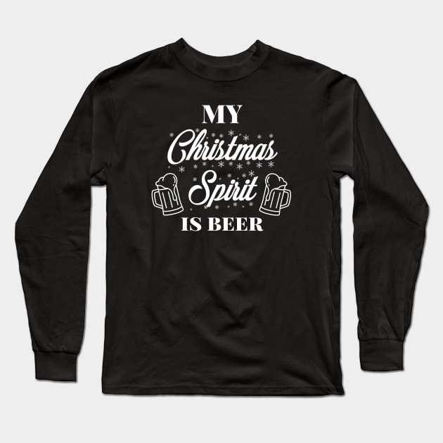 My Christmas spirit is whiskey, Funny Christmas pun, Alcohol holiday humour Long Sleeve T-Shirt by ArtfulTat